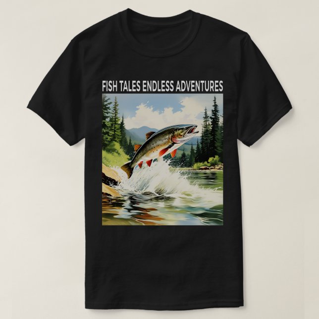 Camiseta Aventuras De Peixes De Pesca De Inverno Sem Fim (Frente do Design)