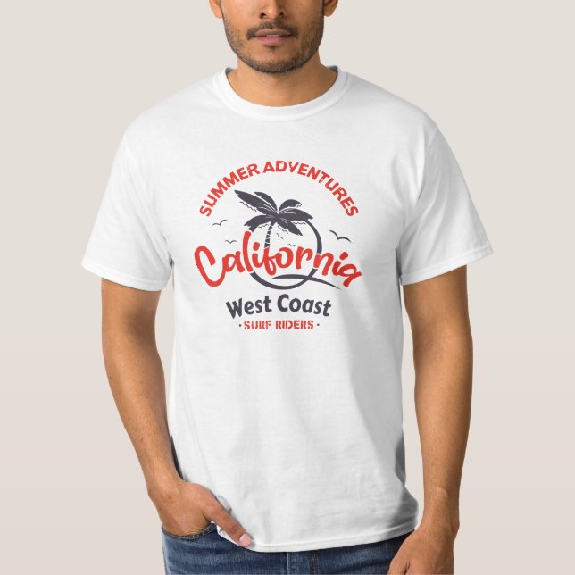 Camiseta Aventuras de verão na California West Coast Surf R (Frente)