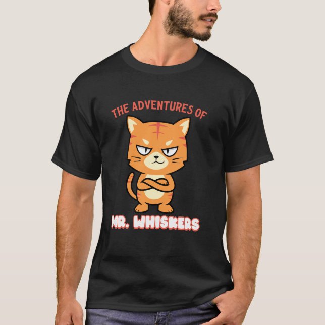 Camiseta Aventuras do Gato Laranja Tabby do Sr. Bigodes Lar (Frente)