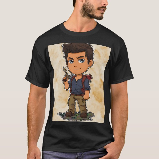 Camiseta Aventureiro Caçador de Tesouros Chibi (Frente)