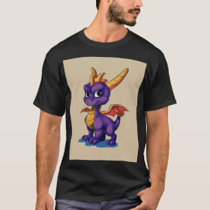 Camiseta Aventureiro Dragão Roxo Chibi Mascote de Fantasi