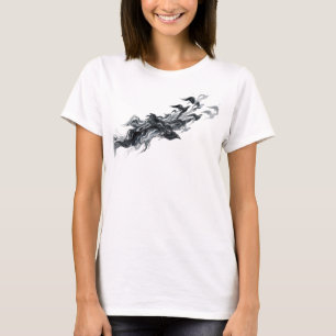 Camiseta Aves Abstratas Prateadas Elegantes e Sofisticadas