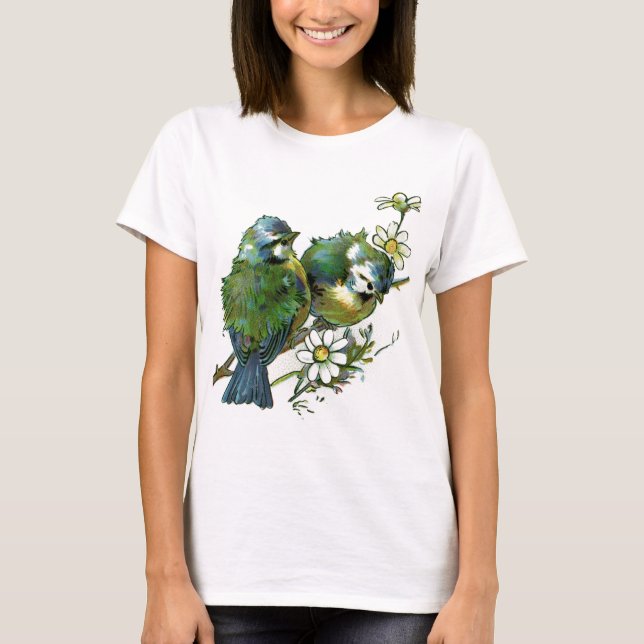 Camiseta Aves Azuis Vintage (Frente)