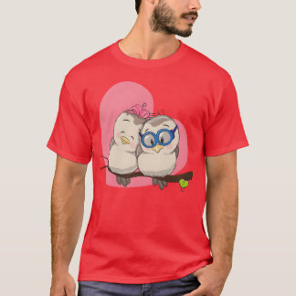 Camiseta Aves casais no amor, romc vintage garoto