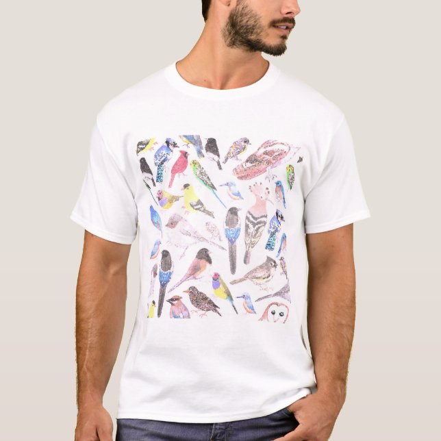 Camiseta Aves da América- animais de companhia e aves selva (Frente)