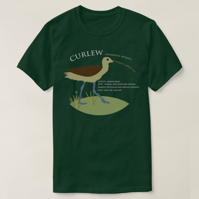 Camiseta Aves da Irlanda Curlew (Frente do Design)