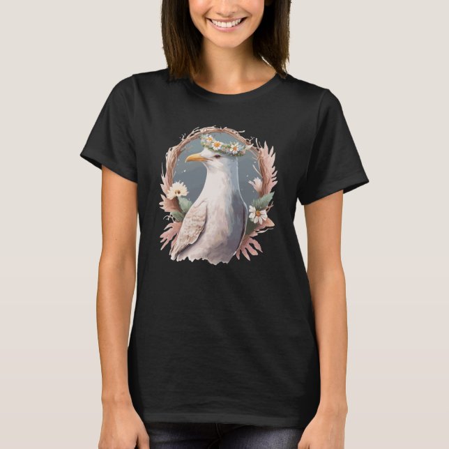 Camiseta Aves de Caivota Flor Coroa Pulverizada (Frente)