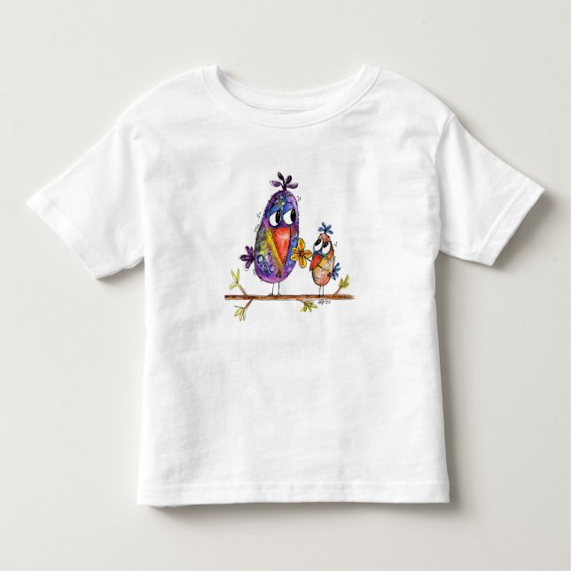 Camiseta Aves de raça branca e cerâmica (Frente)