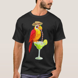 Camiseta Aves de Vacinação Margarita, Bebendo de Papagaio E