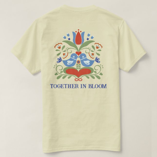 Camiseta Aves e Blossomas (Verso do Design)