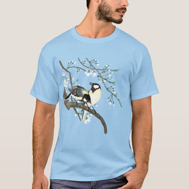Camiseta Aves e Cherry Blossoms Ohara Koson (Frente)