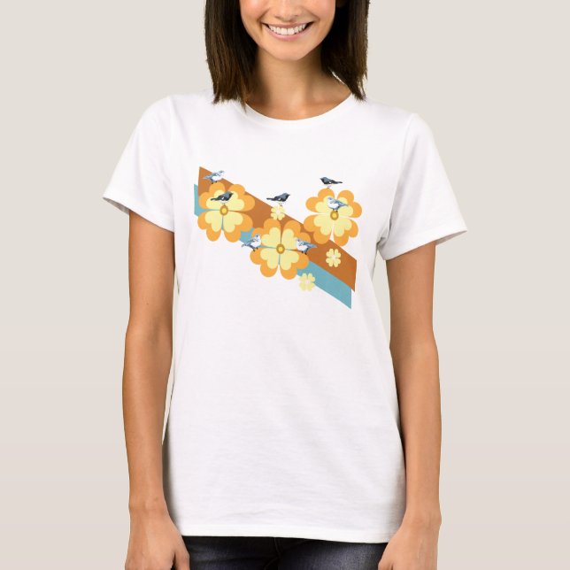 Camiseta Aves e flores (Frente)