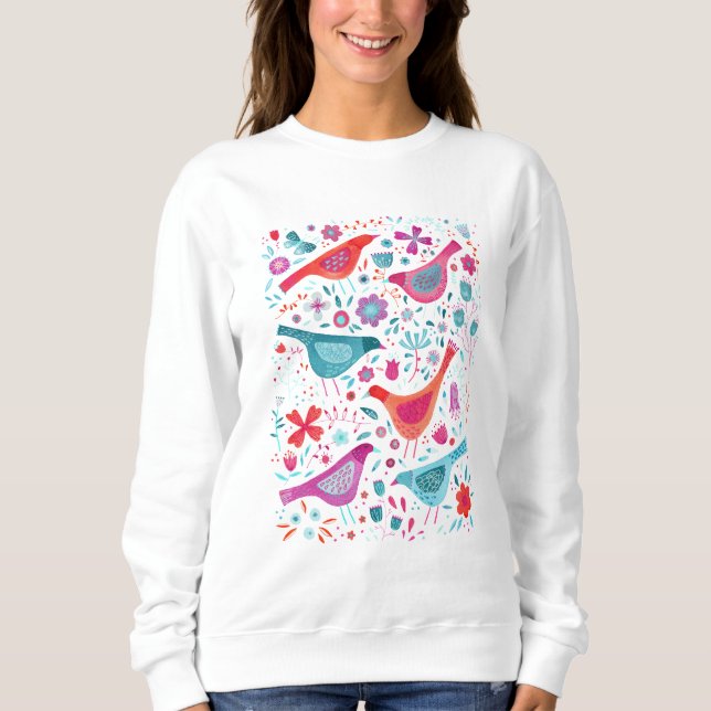 Camiseta Aves e Flores Aquarela (Frente)
