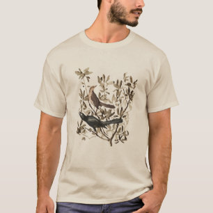 Camiseta Aves em Ramos em Aquarela Vintage Decorativa