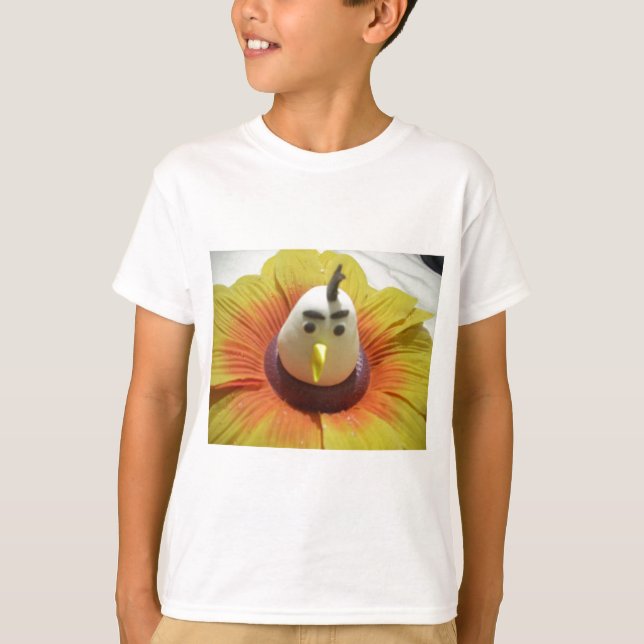 Camiseta Aves Esculpidas na Impressão de Arte de Girassol (Frente)