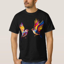Camiseta Aves Geométricas Vibrantes em Voo