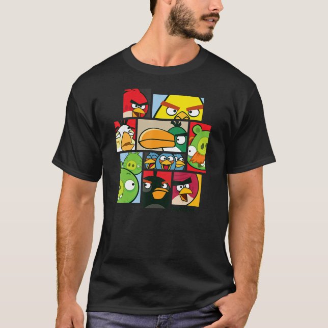Camiseta Aves Irritadas Colidem Mercadorias Oficiais (Frente)