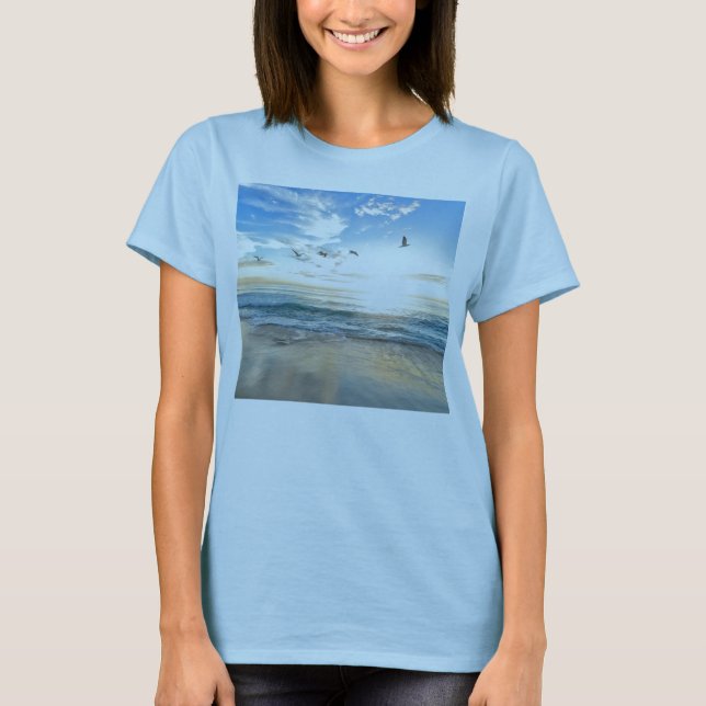 Camiseta aves na praia (Frente)