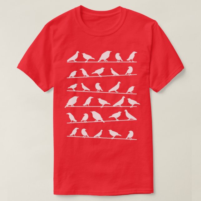 Camiseta Aves No Pássaro De Fio Assistindo Pássaro Detentor (Frente do Design)