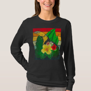 Camiseta Aves Tropicais Retro Exóticas De Aves Deixam Flora