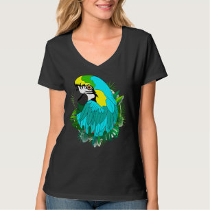 Camiseta Aves Tropicais Selva Animal Macaw Folhas Exóticas 