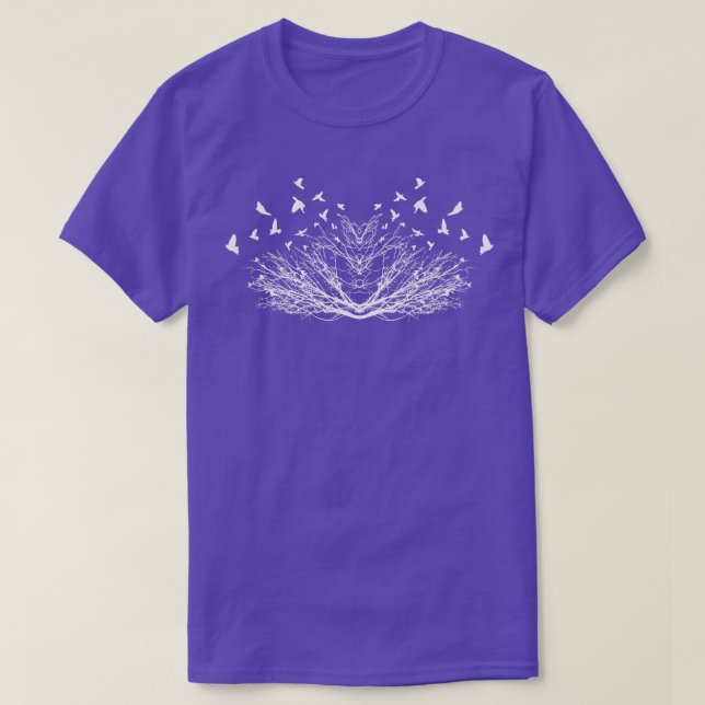 Camiseta aves voadoras e árvores (Frente do Design)