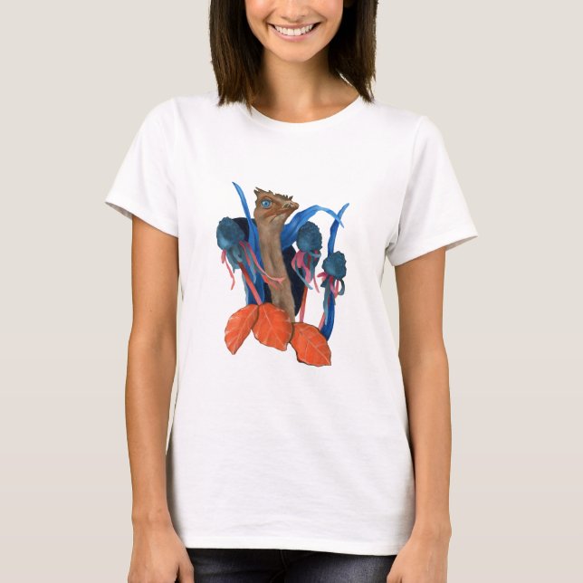 Camiseta Avestruz com folhas (Frente)