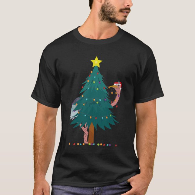 Camiseta Avestruz engraçado de Natal iluminado (Frente)