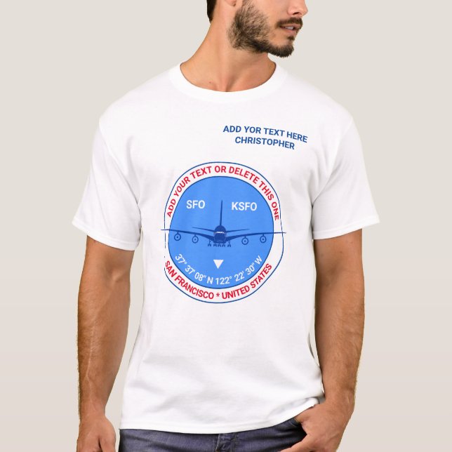 Camiseta Aviação, Aeroporto, Piloto, Turismo Turístico de V (Frente)