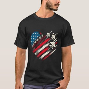 Camiseta Avião a Jato de Combate Retro Bandeira Americana C