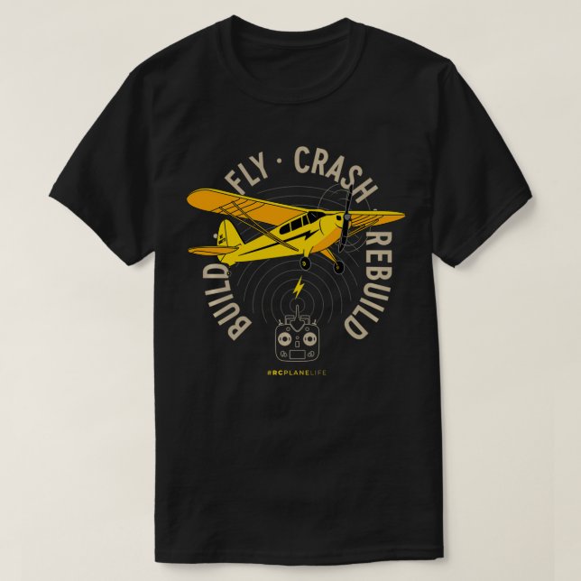 Camiseta Avião Amarelo Modelo de Aeronave RC Construir Voar (Frente do Design)
