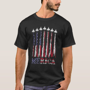 Camiseta Avião americano Jet Fighter 4ª Bandeira Americana