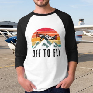 Camiseta Avião Antigo Pôr do Sol Retrô Montanhas Pai Piloto
