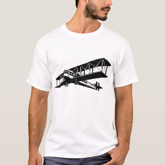 Camiseta Avião Antigo - Preto (Frente)
