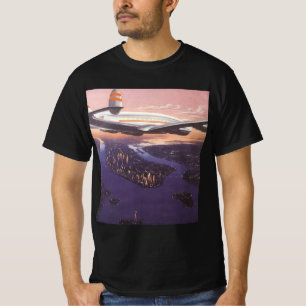 Camiseta Avião antigo sobre o rio Hudson, Nova York