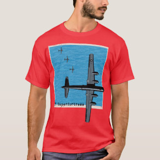 Camiseta Avião-bomba B29 Superfortaleza WW2 sobre o mar