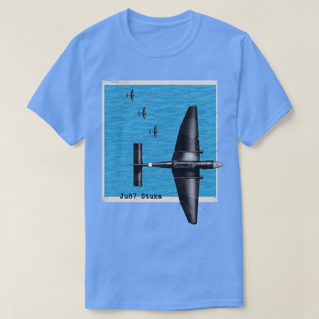 Camiseta Avião-bomba Ju87 Stuka WW2 sobre o oceano (Frente do Design)