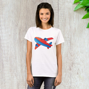 Camiseta Avião Colorido Vermelho e Azul