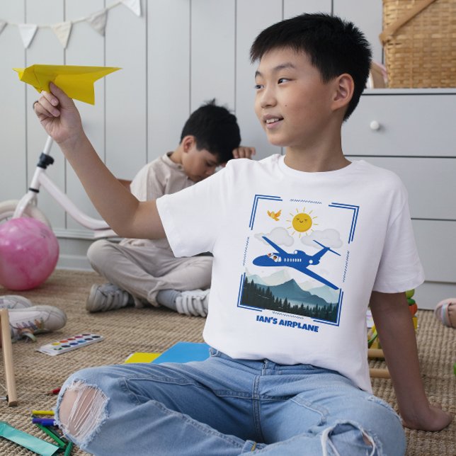 Camiseta Avião com nome de criança divertida e adorável (Criador carregado)