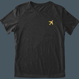 Camiseta Avião de bolso de avião Dourado Faux