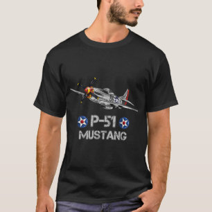 Camiseta Avião de Combatente Mustang P-51 da 2ª Guerra Mund