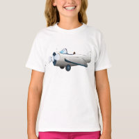 Avião de desenho animado branco estilo retrô vinta