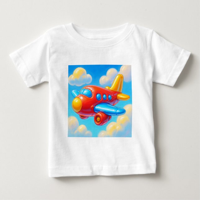 Camiseta Avião de desenho animado fofo (Frente)