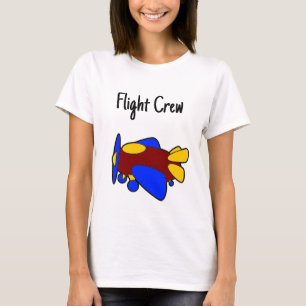Camiseta Avião de desenho animado vermelho amarelo azul fof