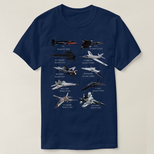 Camiseta Avião de Jato Mais Rápido do Exército (Frente do Design)