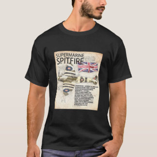 Camiseta Avião de Spitfire RAF WW2 Avião Plano Da Vinci