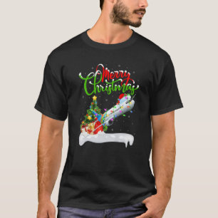 Camiseta Avião Funny Lover Xmas Papais noeis de iluminaç