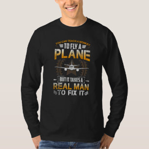 Camiseta Avião Mecânico Real Man Fix Plane
