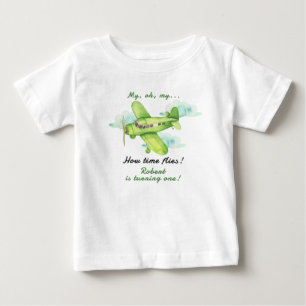 Camiseta Avião Meu Tempo Voa Viagem Primeiro Aniversário