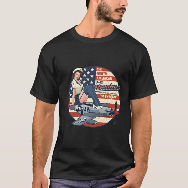 Camiseta Avião P51 Mustang Para Wwii Up (Frente)